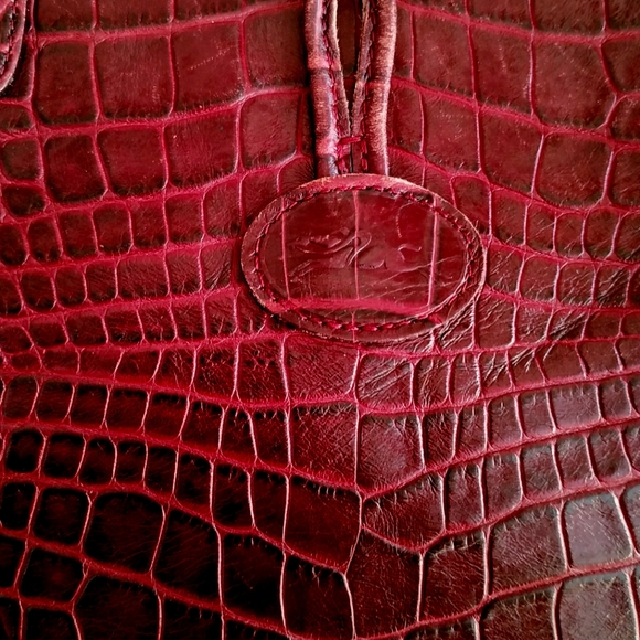 LongChamp Dark Red Croc Embossed leather Bag - Picture 14 of 17